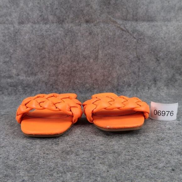 Ego Shoes Womens 39 Sandals Slides Woven Strap Slip On Casual Orange Square Toe - Picture 3 of 12